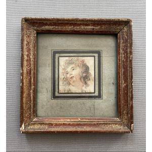Portrait de jeune femme, dessin aux trois crayons