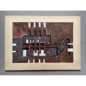 Abstraction, Gouache Signed Mourlot 96