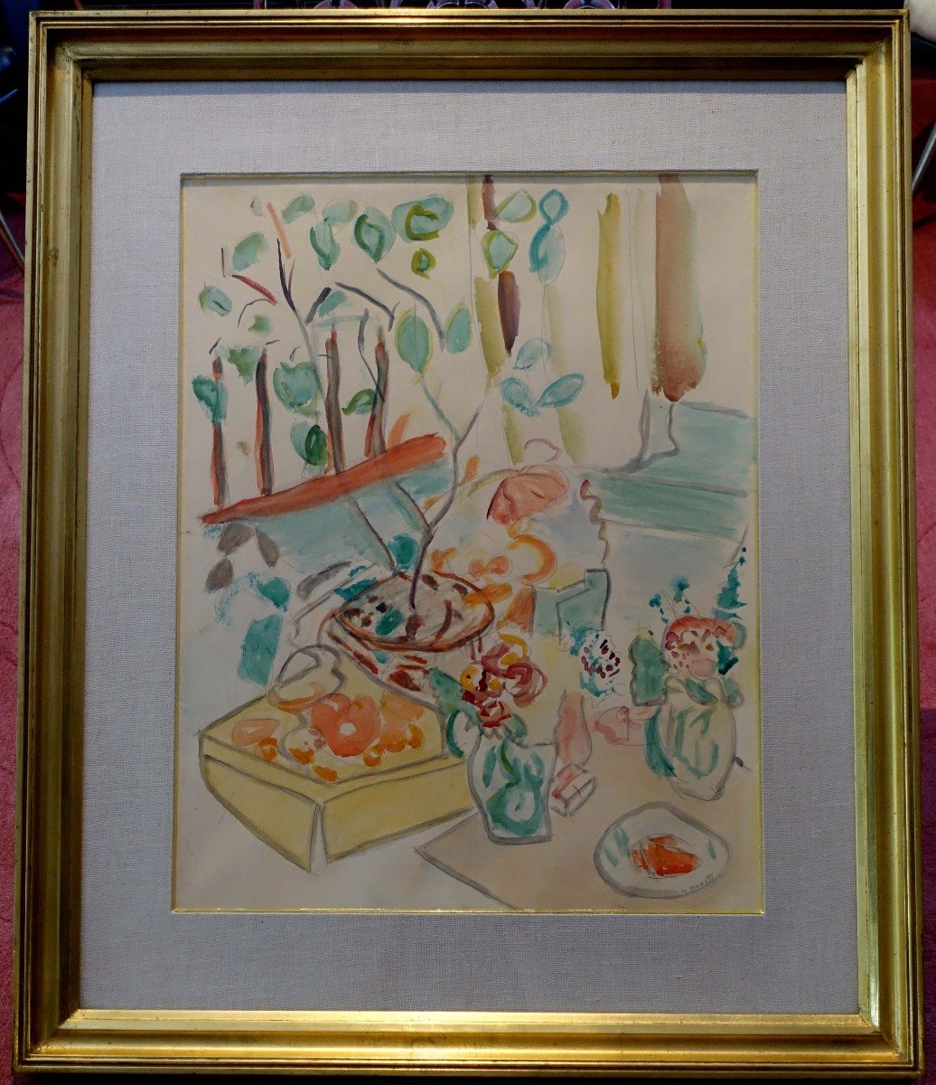 Marie Howet (1897-1984) - Peintre Fauviste - Le Déjeuner à La Fenêtre - 