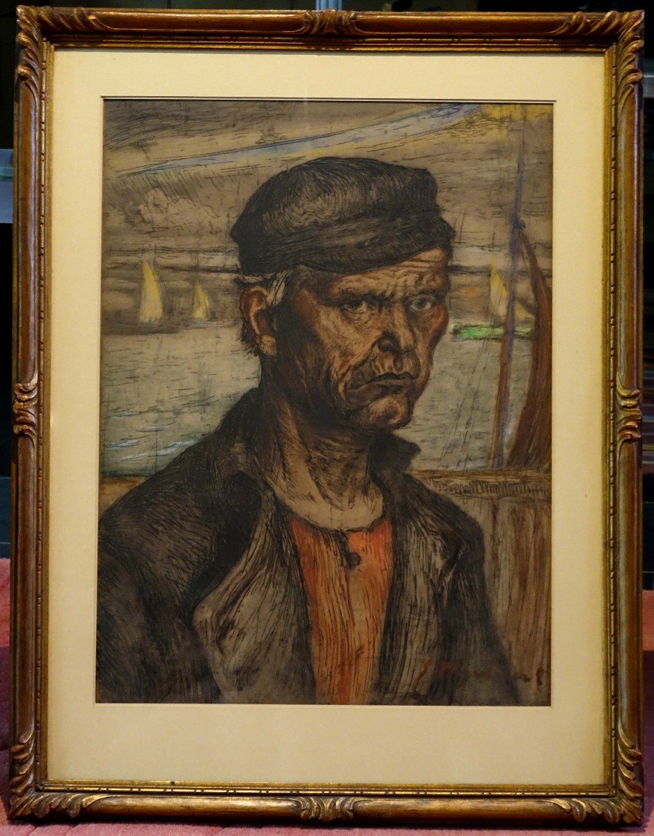 Emile Thysebaert 1925 - Portrait Expressionniste Pleine Période - 