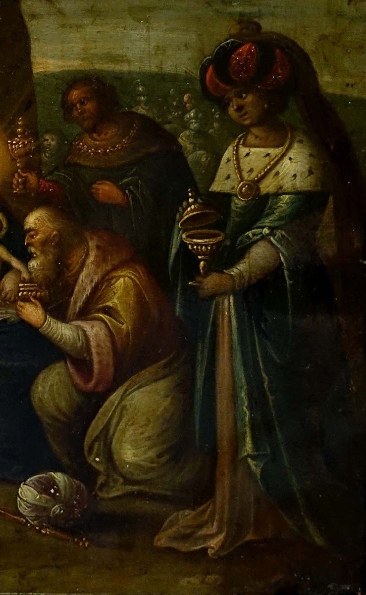 Attribué à Frans Francken (1581-1642) - l'Adoration Des Rois Mages - -photo-1