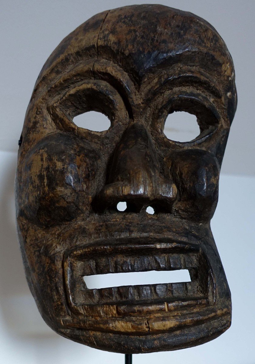 Mask From Nepal - Himalayas - Old - Carved Wood --photo-2