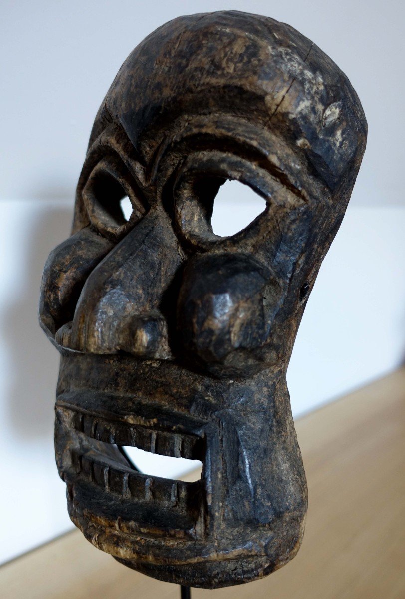 Mask From Nepal - Himalayas - Old - Carved Wood --photo-3