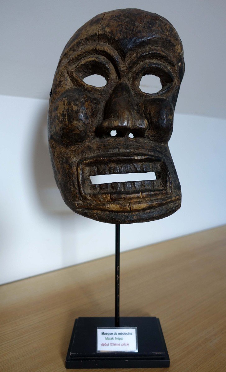 Mask From Nepal - Himalayas - Old - Carved Wood --photo-6