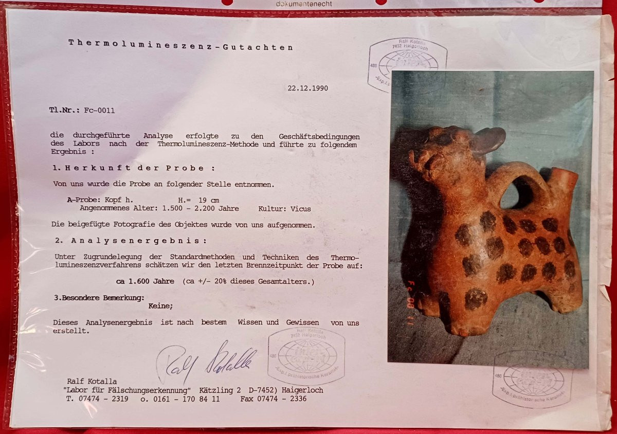 Jaguar Siffleur &ndash; Vicus IV&egrave;me Si&egrave;cle &ndash; Certificat Thermoluminescence --photo-5