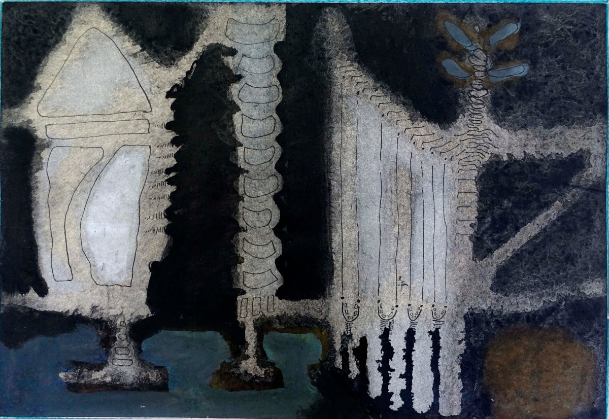 Abstraction 1960 – Signature à Déchiffrer – avec Provenance --photo-5
