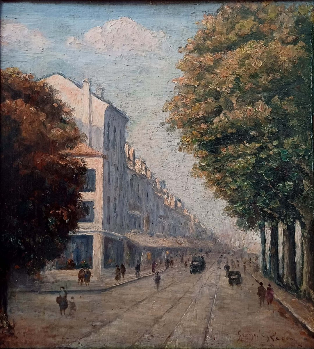 Georges Redon (1869-1943) - Paris 1920 - Boulevard Animé --photo-2