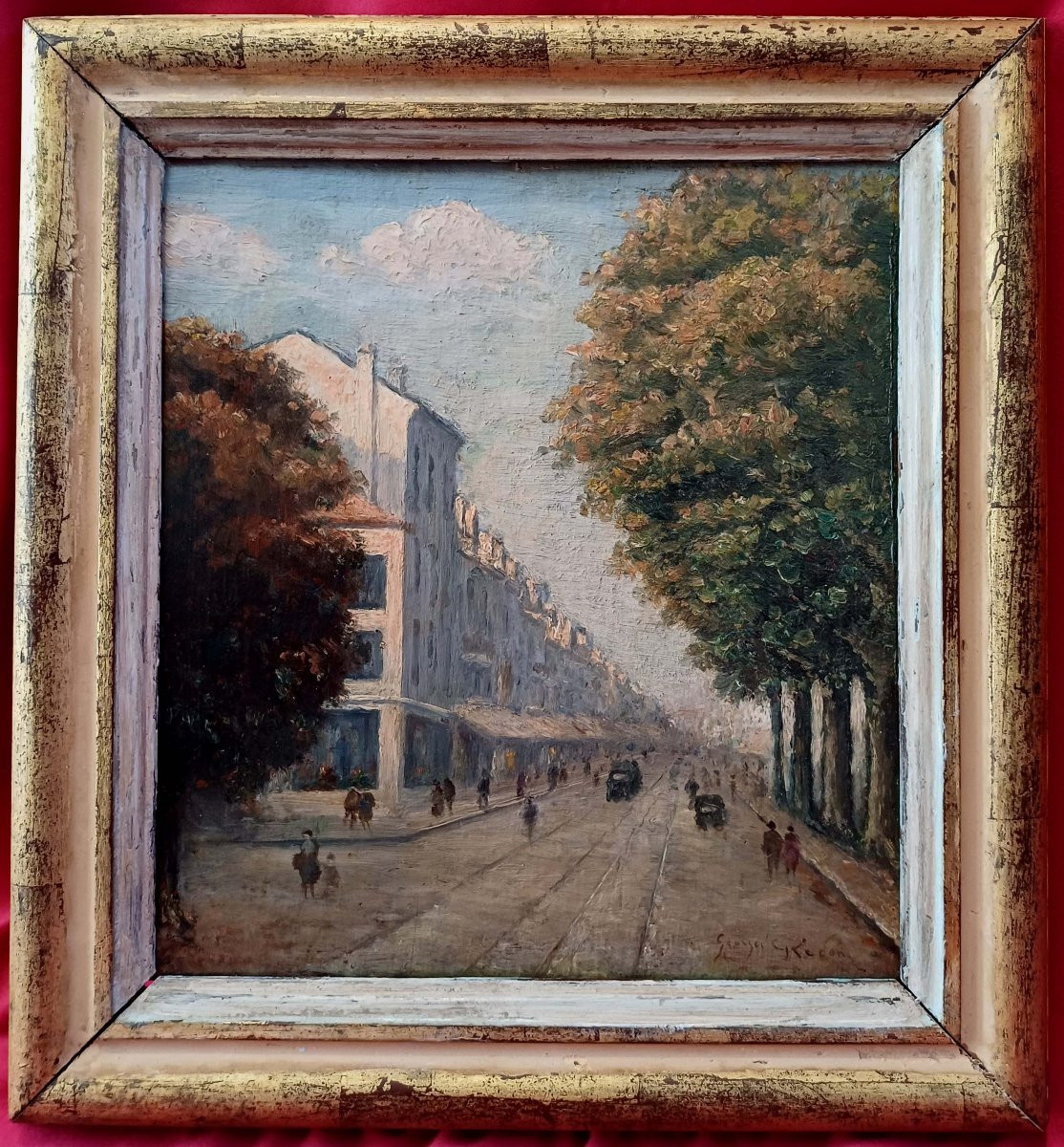 Georges Redon (1869-1943) - Paris 1920 - Boulevard Animé --photo-3