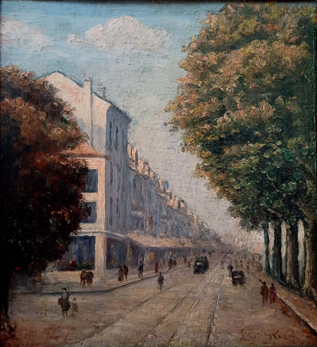 Georges Redon (1869-1943) - Paris 1920 - Boulevard Animé --photo-4