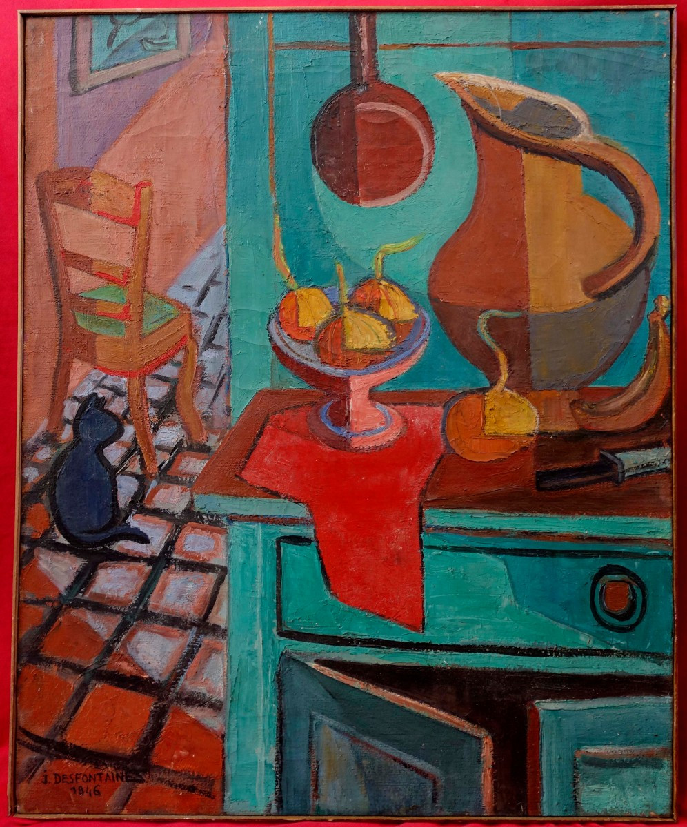 Jean Desfontaines - Composition Au Chat 1946 - (composition With A Cat)