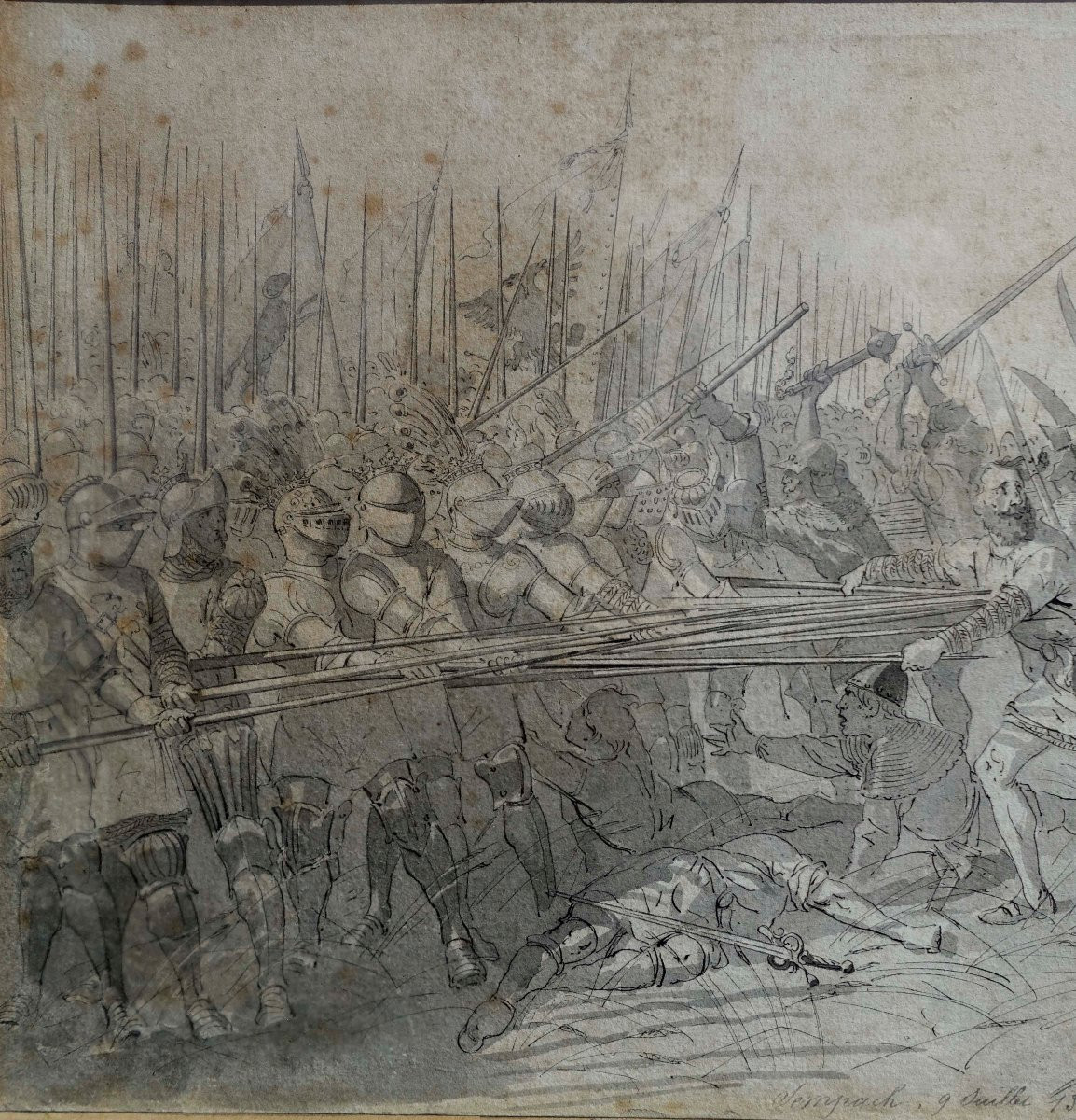 Auguste Doviane (1825-1887) - The Battle Of Sempach 1386 - The Battle Of Sempach 1386 - France-photo-3