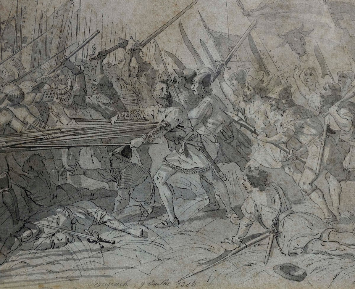 Auguste Doviane (1825-1887) - The Battle Of Sempach 1386 - The Battle Of Sempach 1386 - France-photo-1