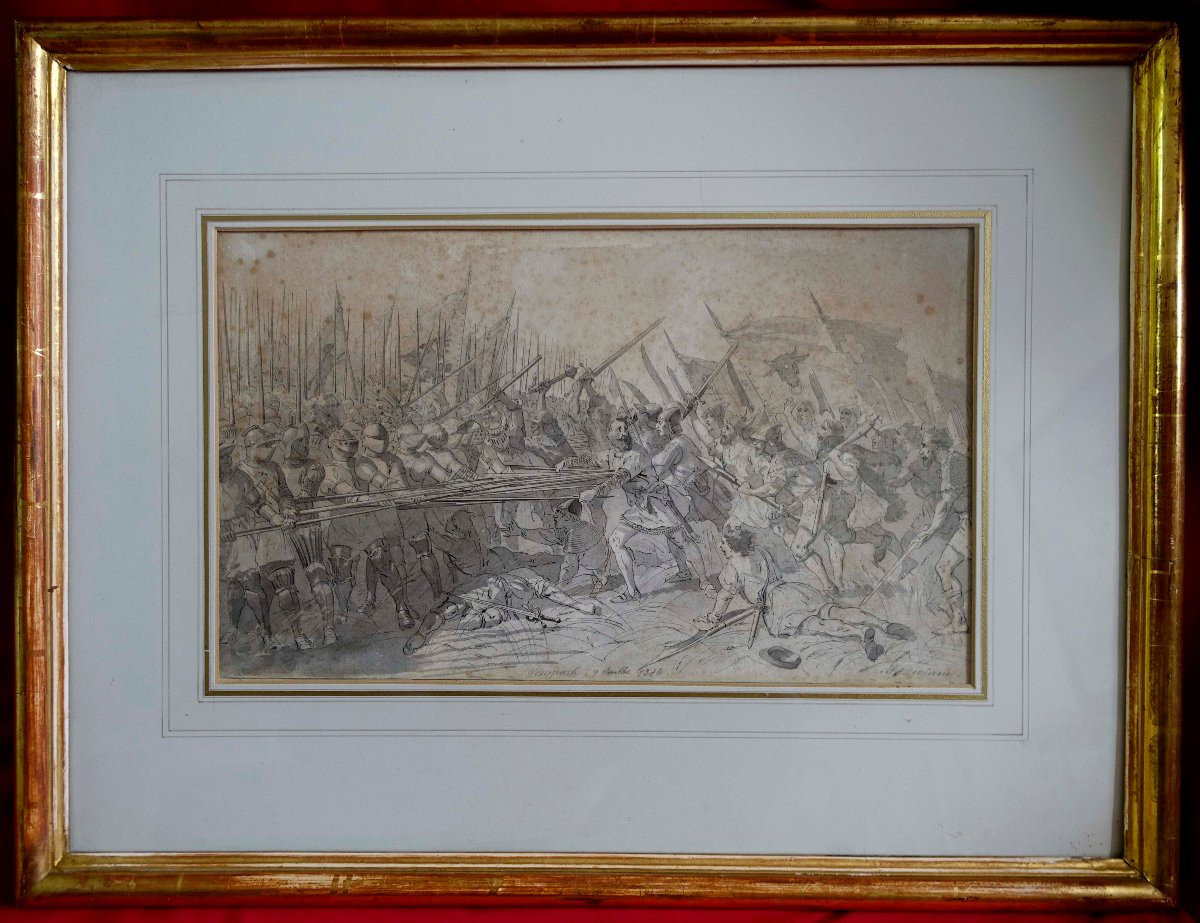 Auguste Doviane (1825-1887) - The Battle Of Sempach 1386 - The Battle Of Sempach 1386 - France-photo-4