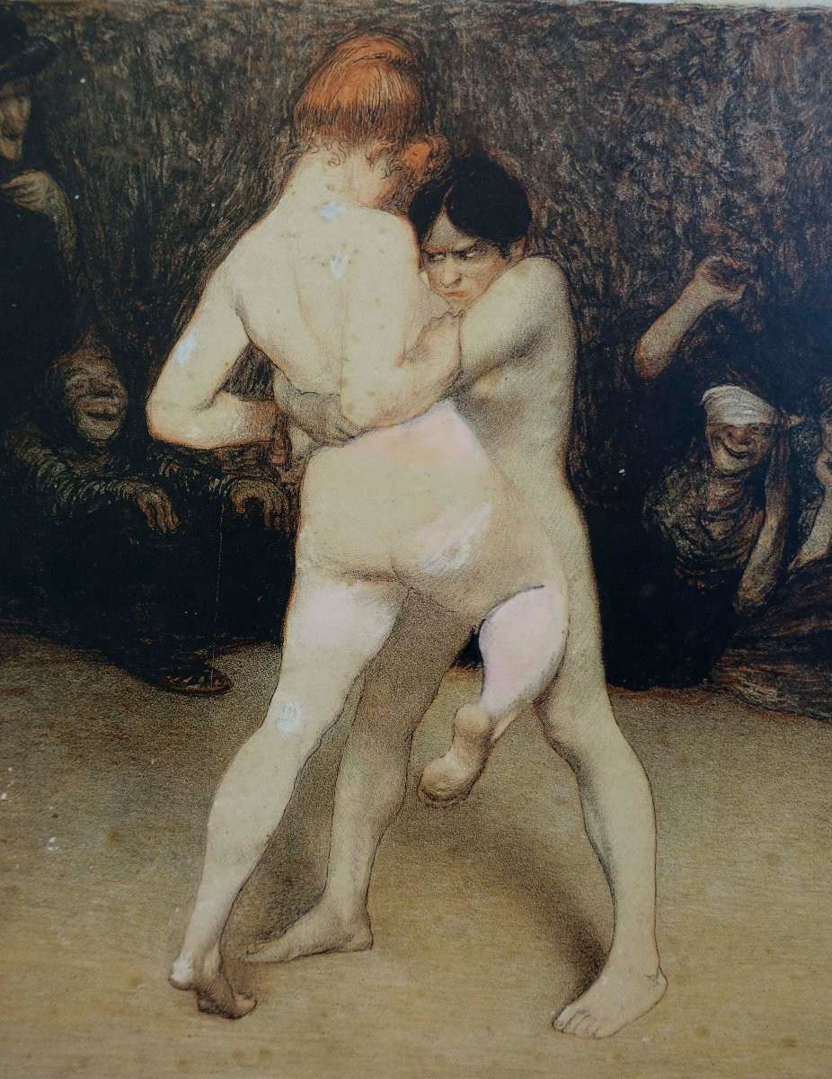 Jean Veber (1864-1928) - Les Lutteuses 1901 - Rehauss&eacute;e - -photo-2