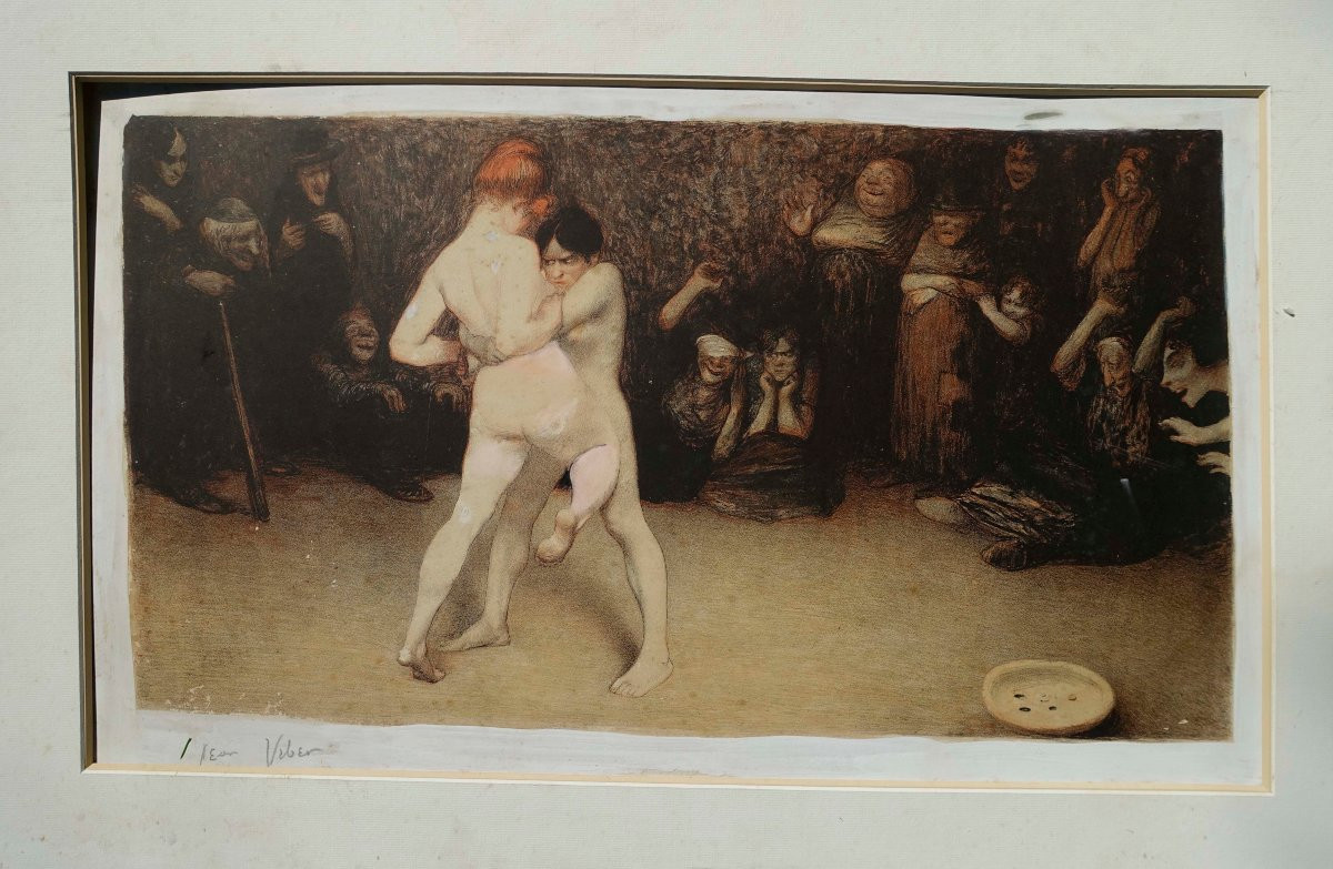 Jean Veber (1864-1928) - Les Lutteuses 1901 - Rehauss&eacute;e - -photo-6