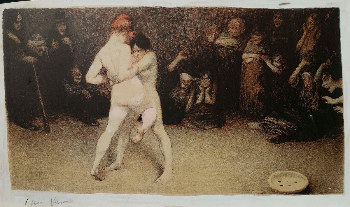 Jean Veber (1864-1928) - Les Lutteuses 1901 - Rehauss&eacute;e - -photo-7