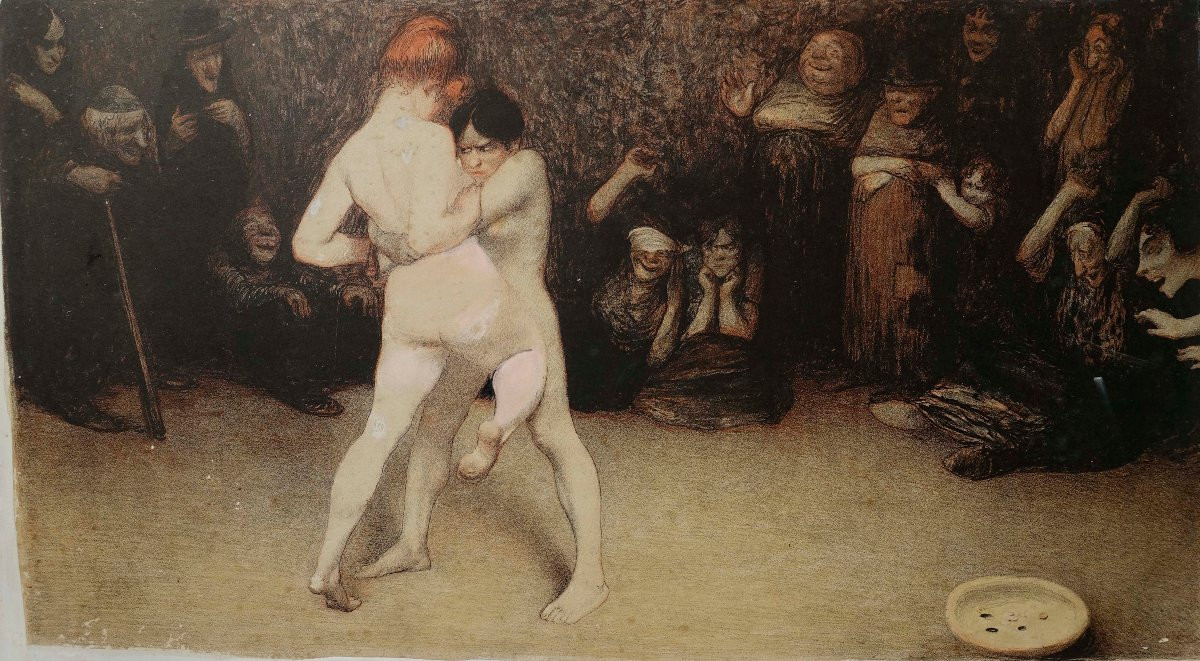 Jean Veber (1864-1928) - Les Lutteuses 1901 - Rehauss&eacute;e - -photo-8