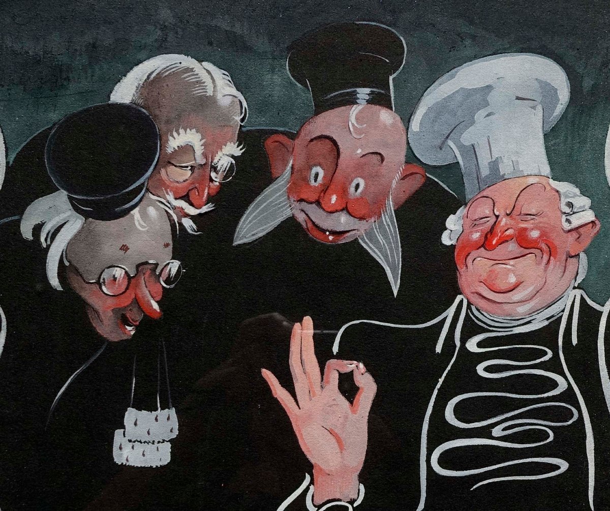 Max Moreau (1902-1992) - Les Juges Gourmets 1939 &ndash; D&eacute;dicac&eacute; --photo-3
