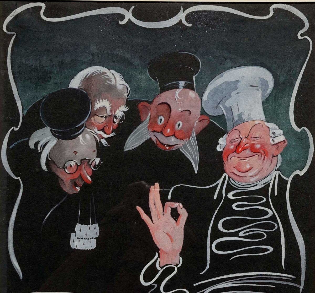 Max Moreau (1902-1992) - Les Juges Gourmets 1939 &ndash; D&eacute;dicac&eacute; --photo-5