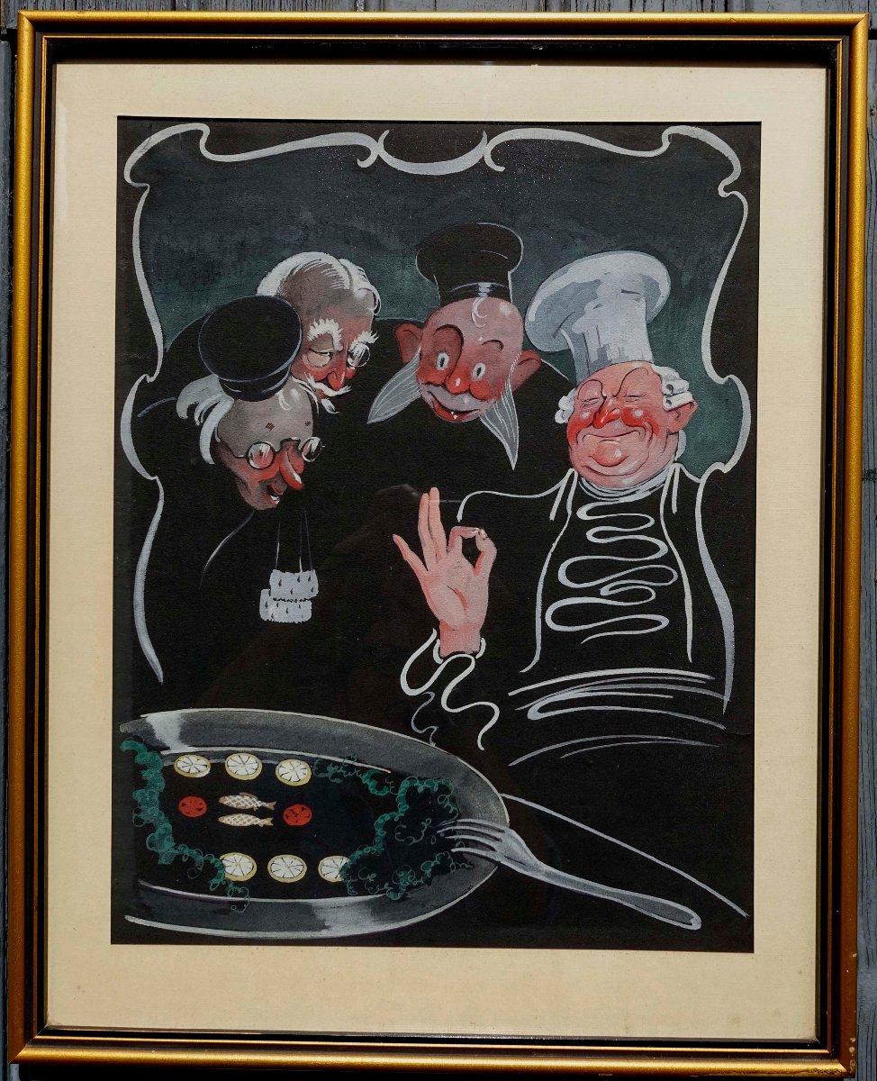 Max Moreau (1902-1992) - Les Juges Gourmets 1939 &ndash; D&eacute;dicac&eacute; -