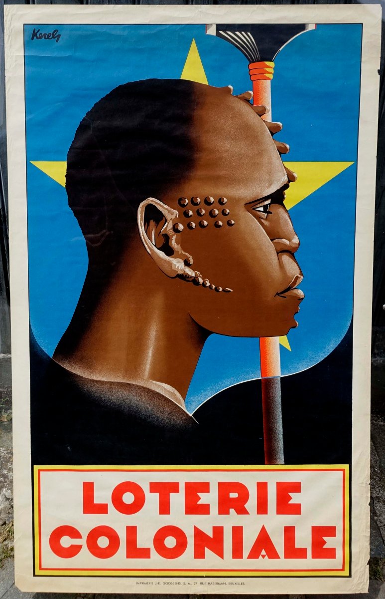 Loterie Coloniale 1934 - Rare Affiche Originale Encadr&eacute;e - 