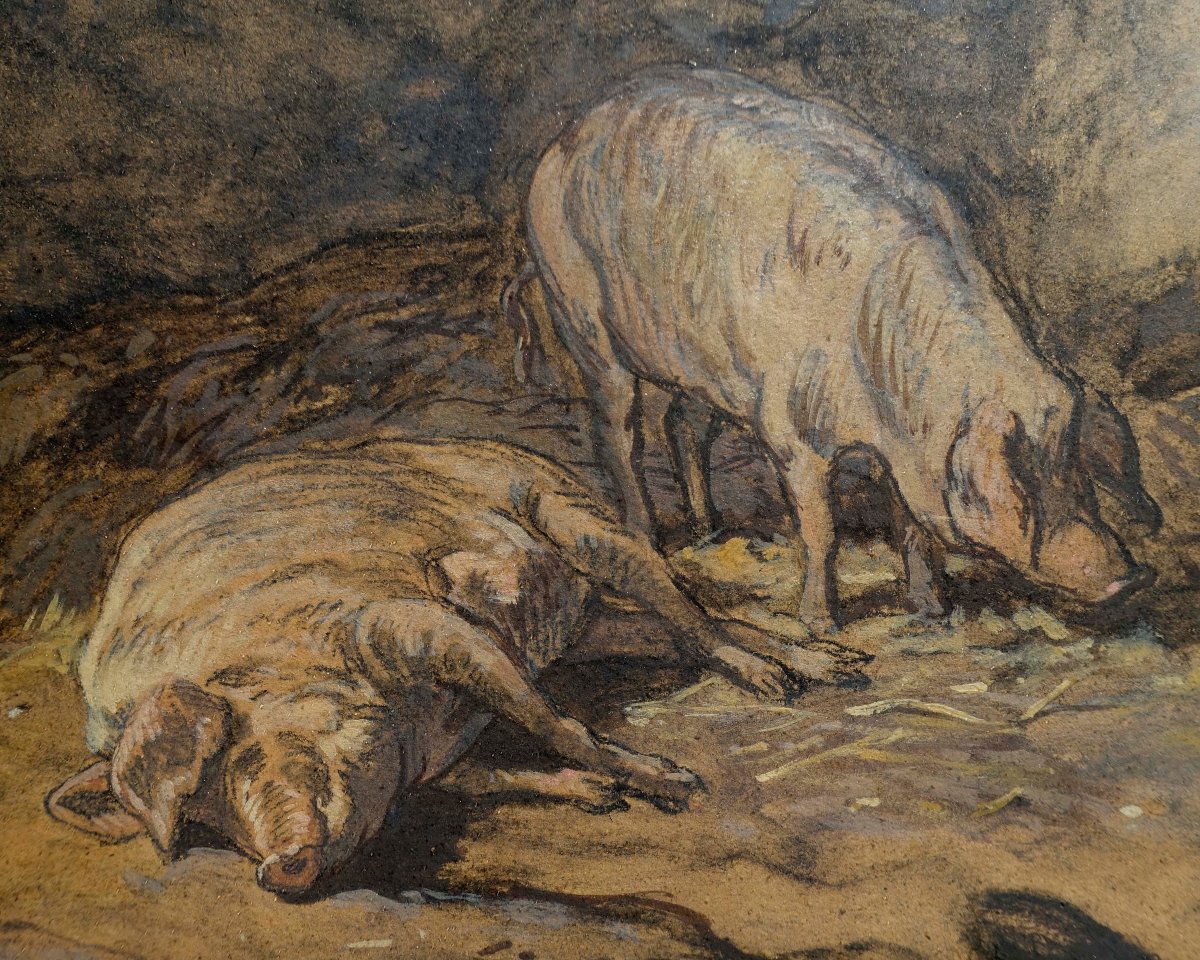 Charles Jacques (1813–1894) - The Two Pigs, 1850 - Master Of Barbizon - -photo-3