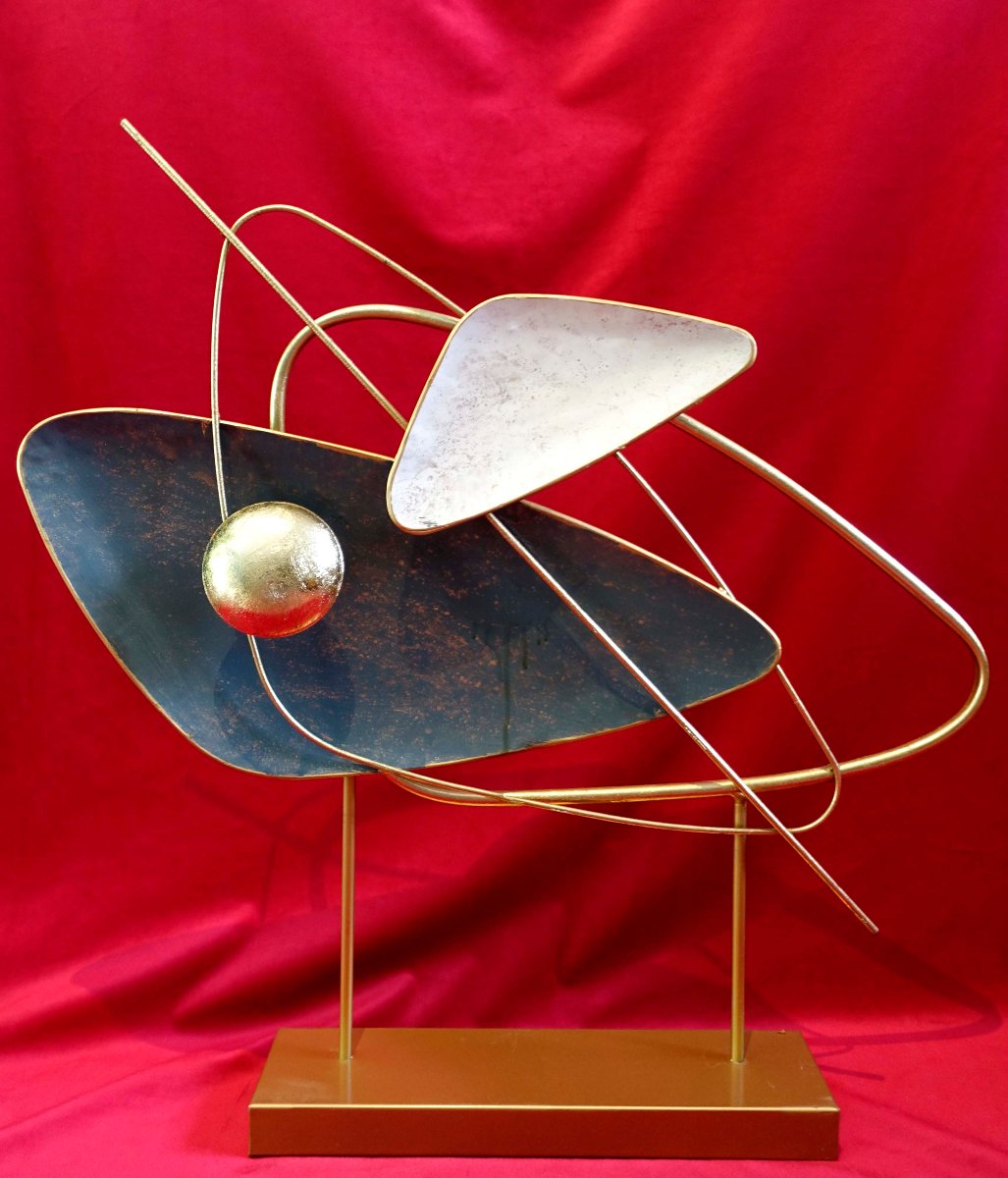 Sculpture Abstraite Métal Emaillé -