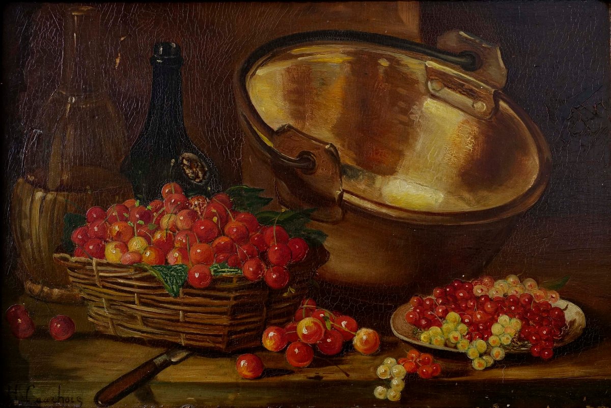 Henri Cauchois (1850–1911) - Cherries And Red Currants, 1890 --photo-2