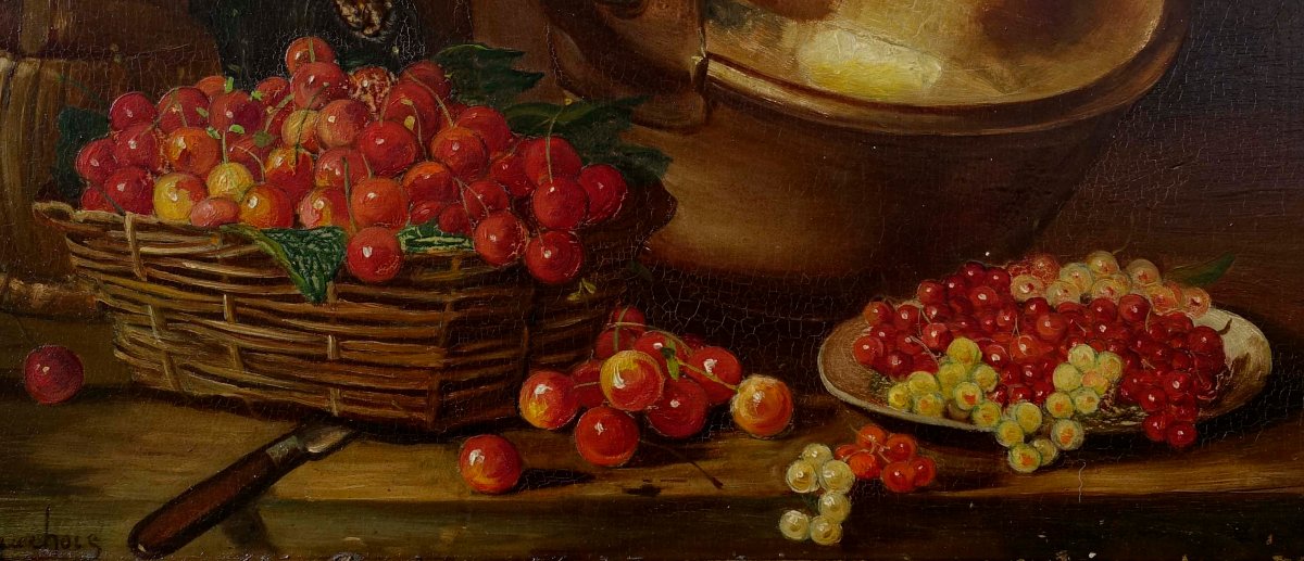 Henri Cauchois (1850–1911) - Cherries And Red Currants, 1890 --photo-3