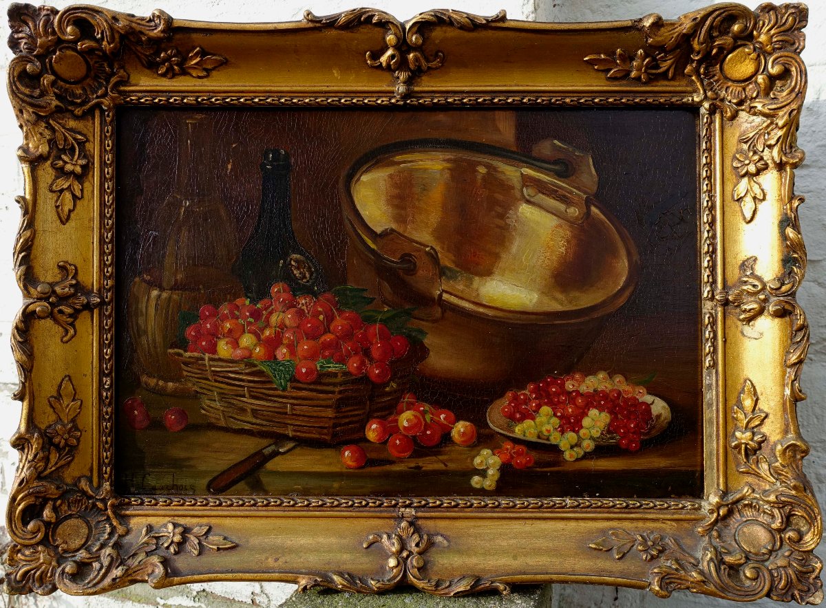 Henri Cauchois (1850–1911) - Cherries And Red Currants, 1890 --photo-3
