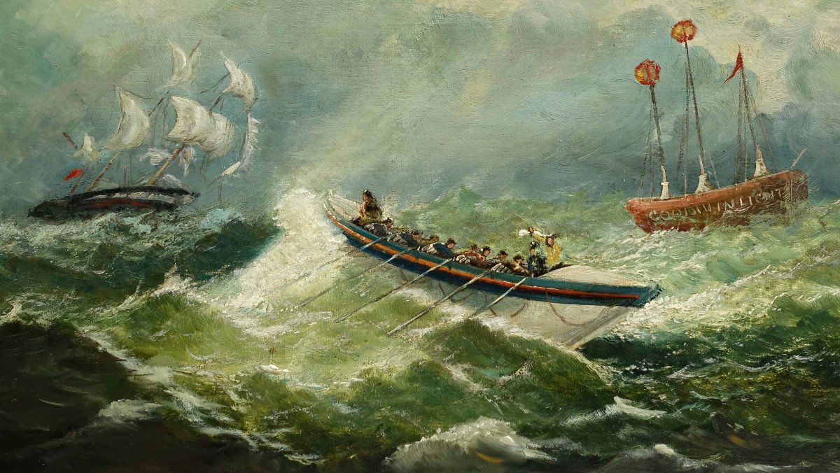 British Navy, Circa 1880 - Rowers And A Goodwin Light Ship --photo-3