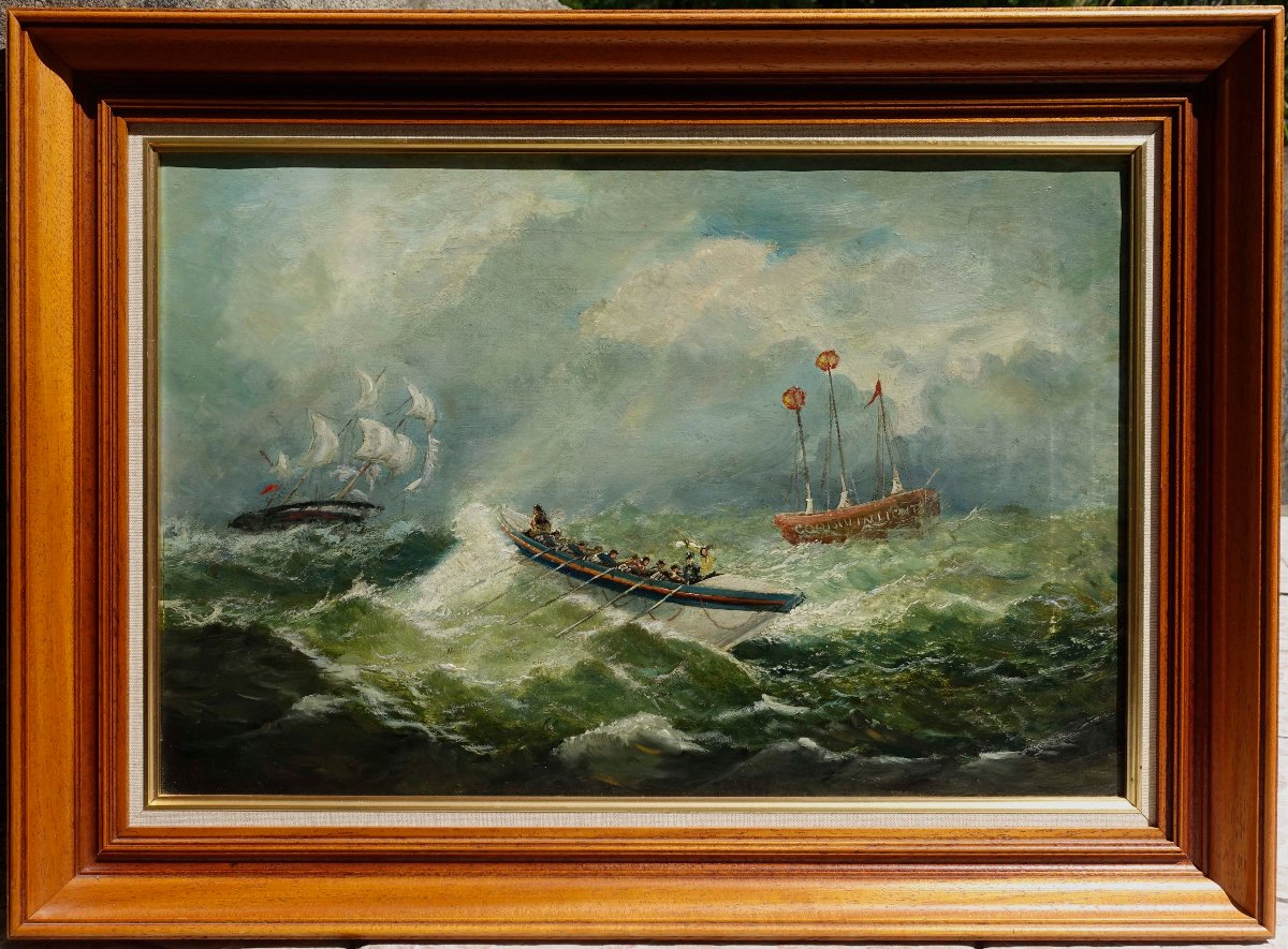 British Navy, Circa 1880 - Rowers And A Goodwin Light Ship -