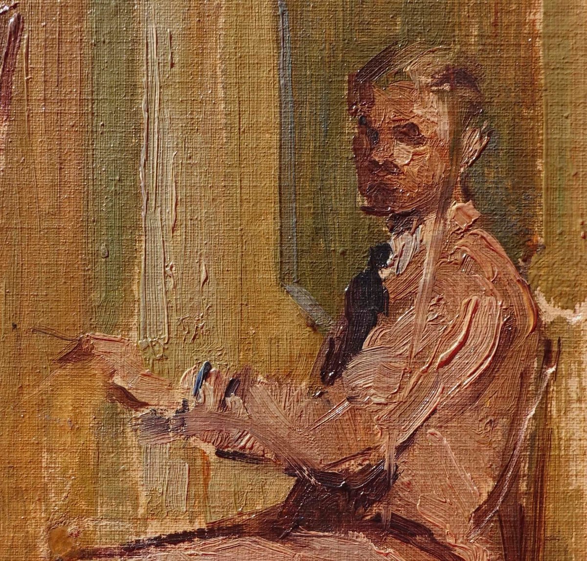 Adriaen Wernaers (1899-1977) - Autoportrait au Chevalet 1950 --photo-4