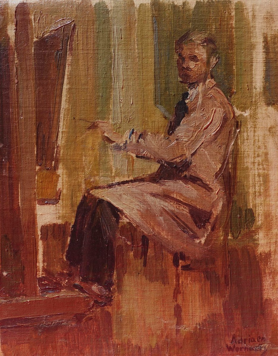 Adriaen Wernaers (1899-1977) - Autoportrait au Chevalet 1950 -