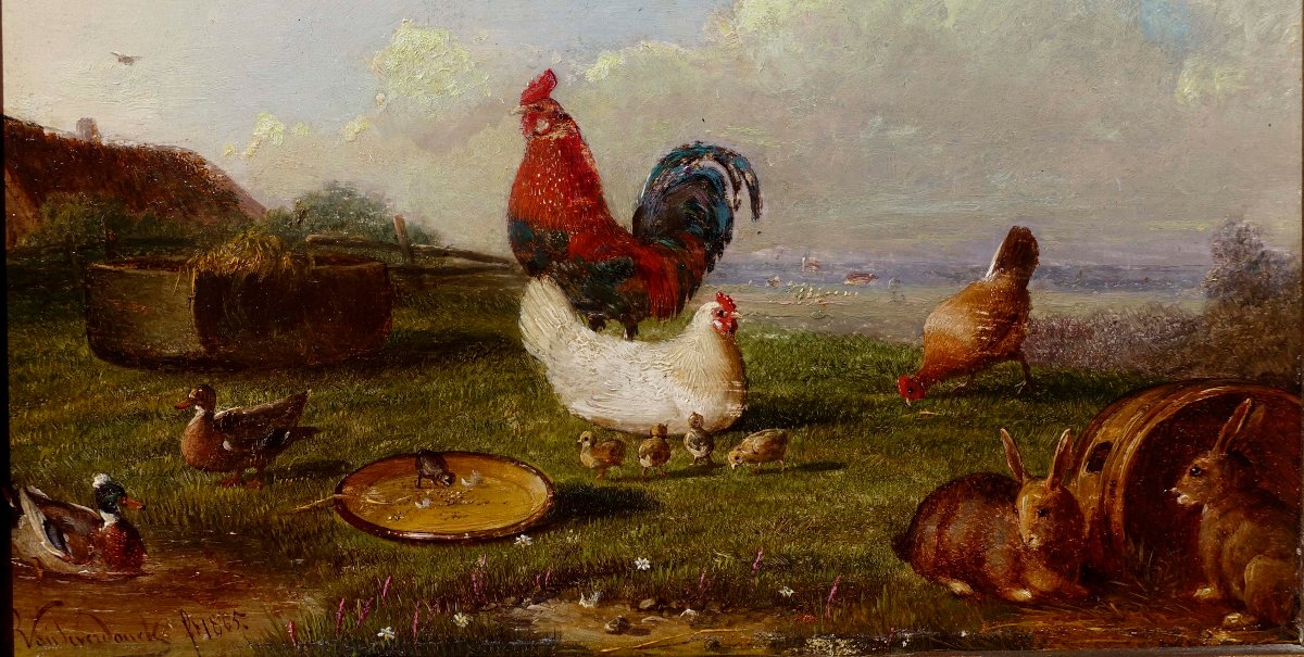 Fran&ccedil;ois Van Severdonck (1809-1889) - Basse-Cour 1865 &ndash; Certificat de l'Artiste --photo-3