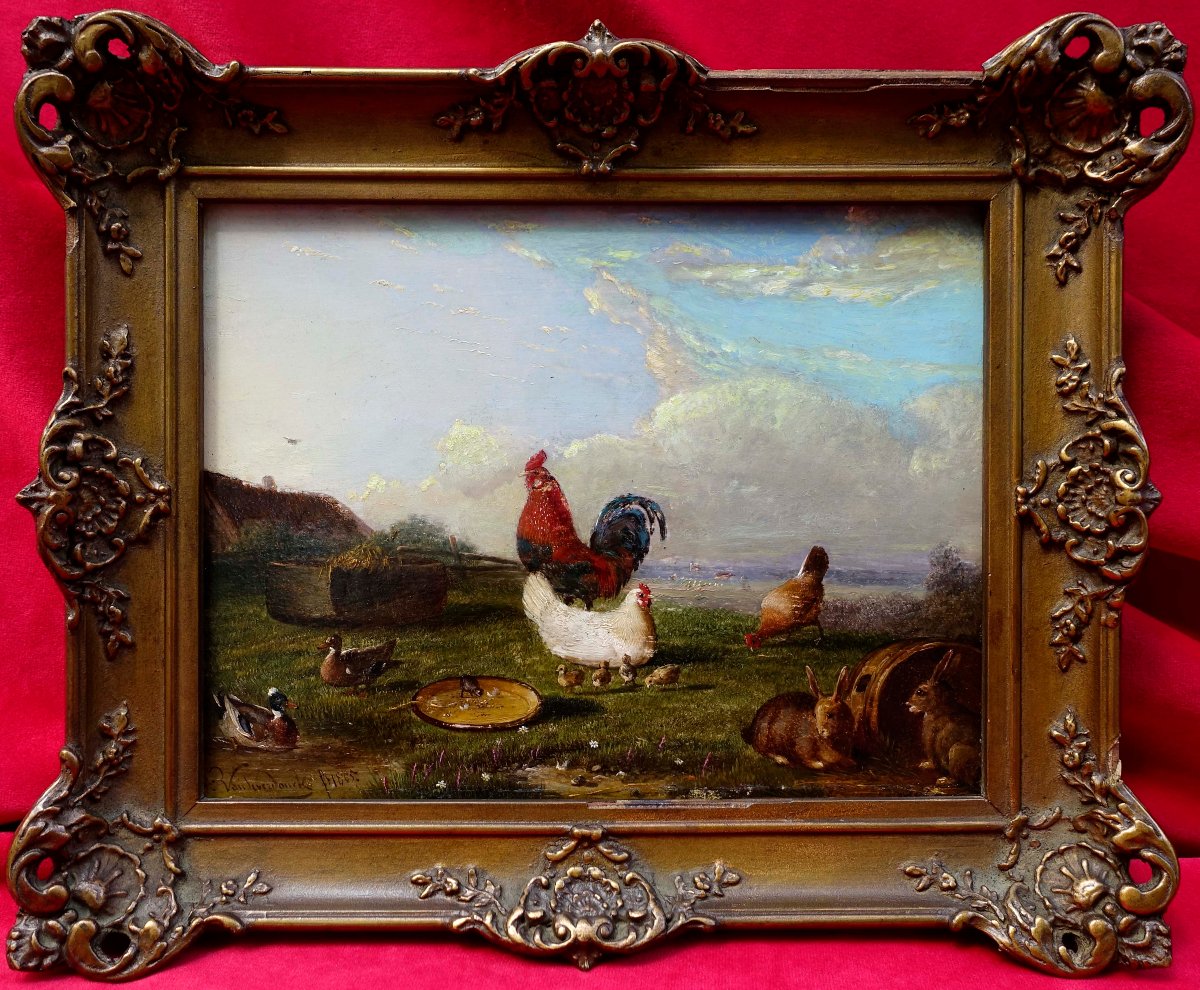 Fran&ccedil;ois Van Severdonck (1809-1889) - Basse-Cour 1865 &ndash; Certificat de l'Artiste --photo-7