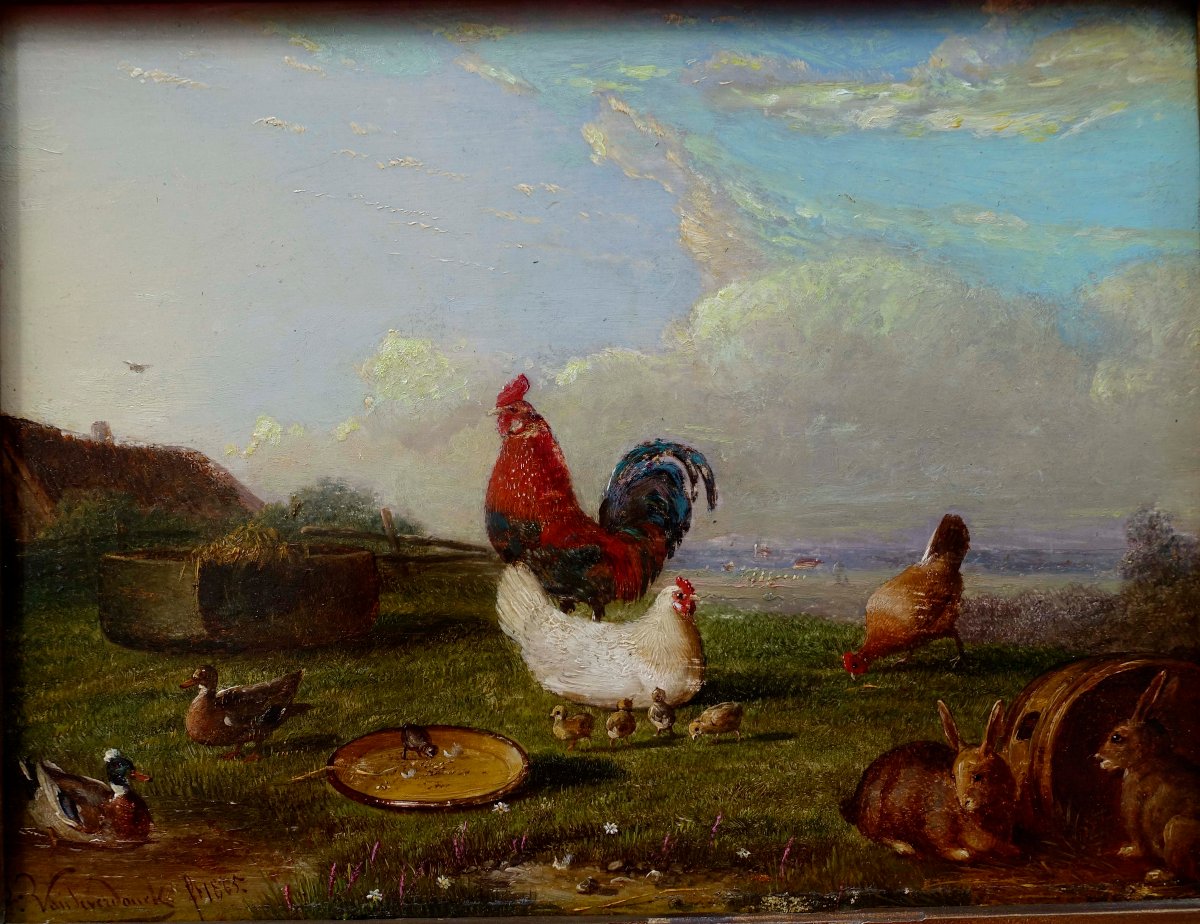 Fran&ccedil;ois Van Severdonck (1809-1889) - Basse-Cour 1865 &ndash; Certificat de l'Artiste --photo-8