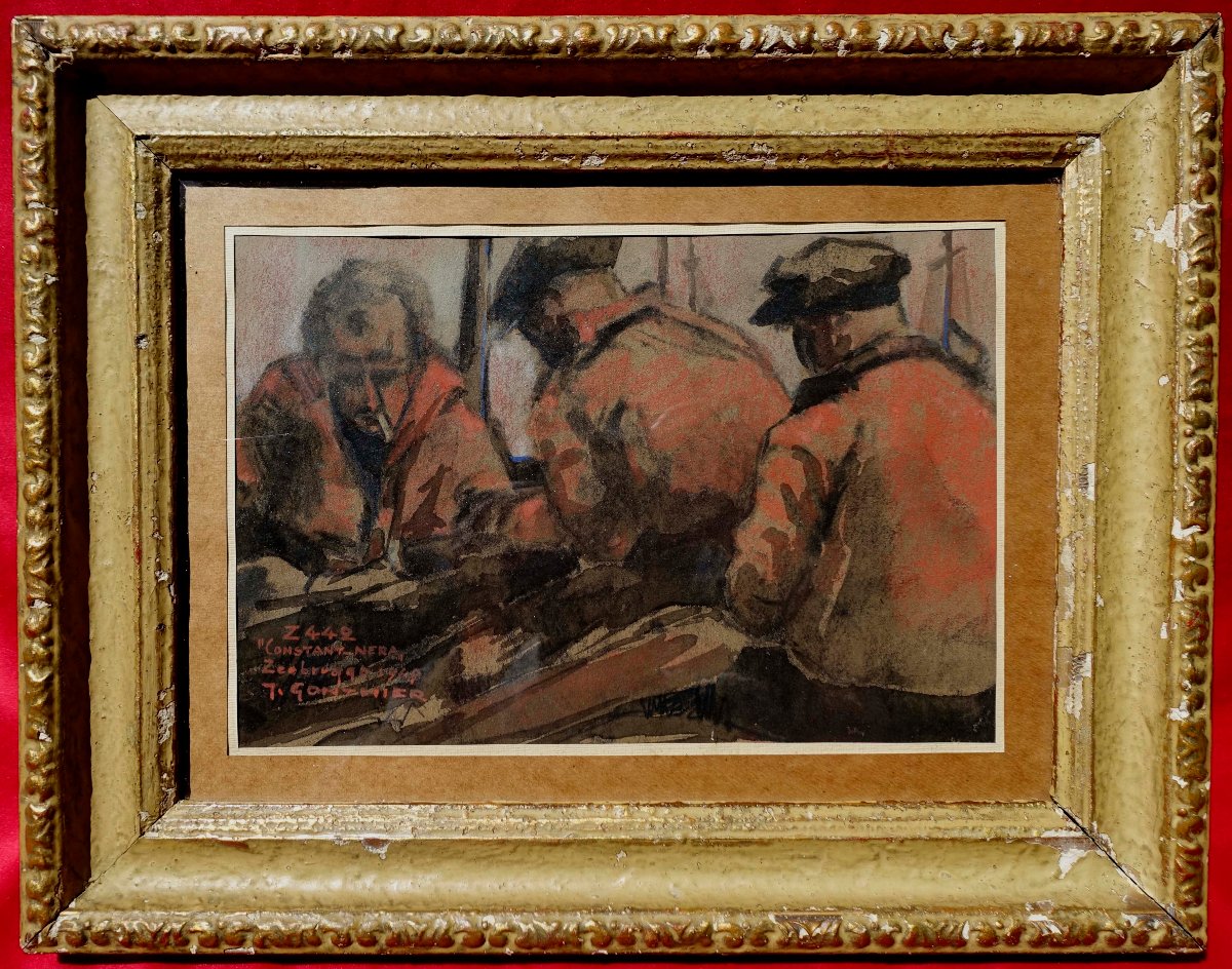 Jules Gonthier (1907-1968) - Zeebrugge 1949 – Pêcheurs du Constat-Nera -
