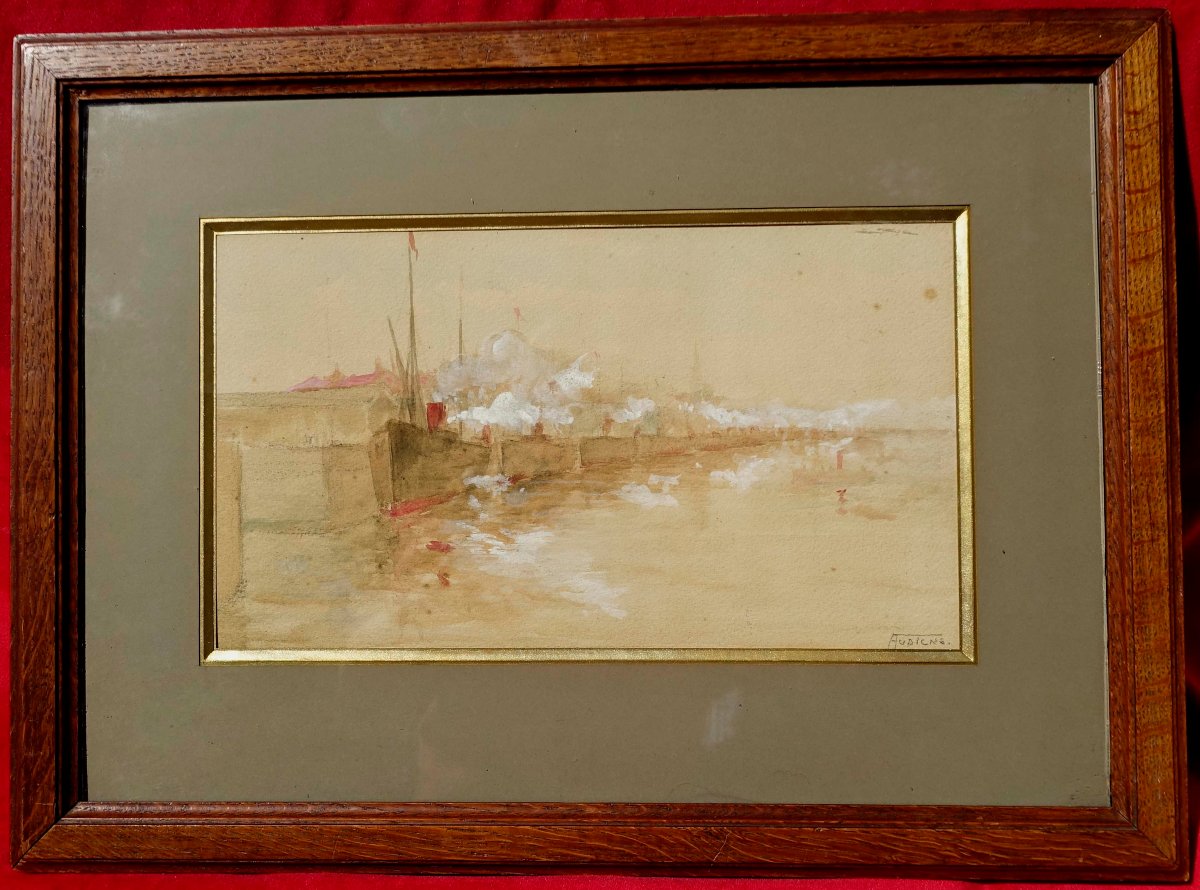 Cargos au Port 1890 - Signature à Déchiffrer -  Impressionnisme --photo-2