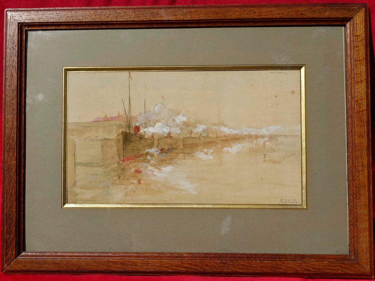 Cargos au Port 1890 - Signature à Déchiffrer -  Impressionnisme -