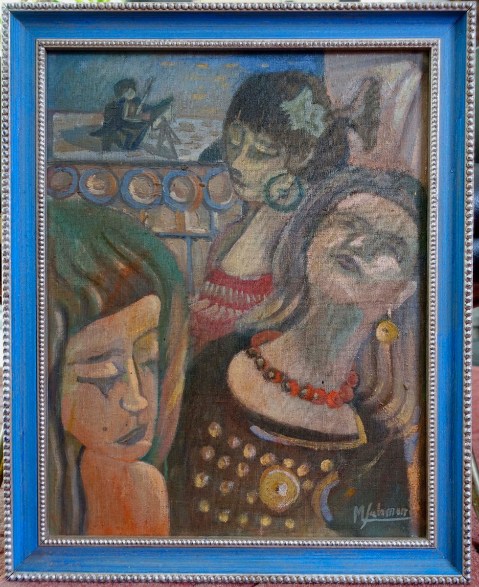 Les Trois Grâces au Concert 1950 - Ecole Italienne Signée Salomoni --photo-2