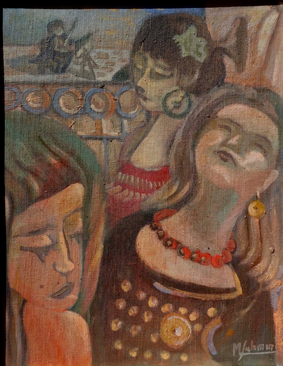 Les Trois Grâces au Concert 1950 - Ecole Italienne Signée Salomoni --photo-3