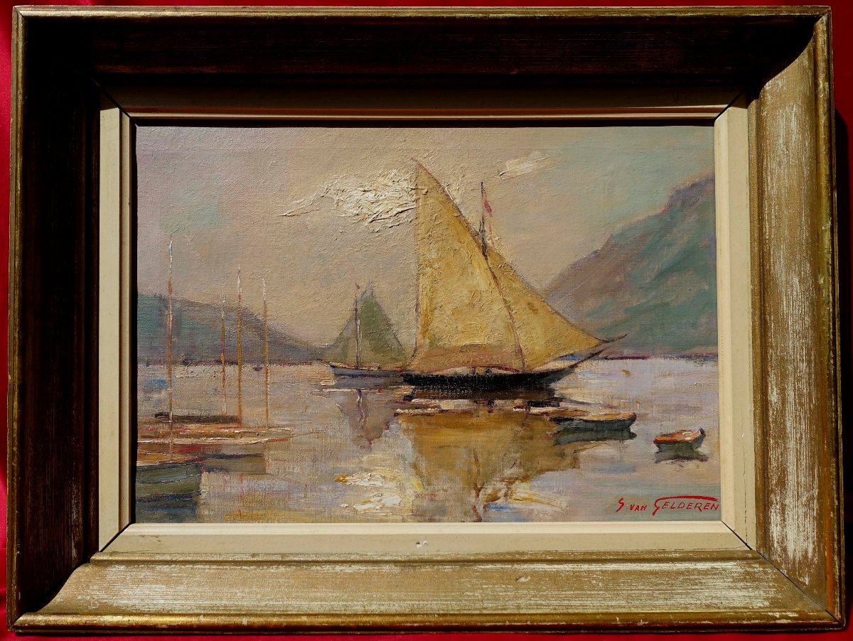 Simon Van Gelderen (1905-1986) - Voiliers &agrave; Lugano 1951 --photo-5