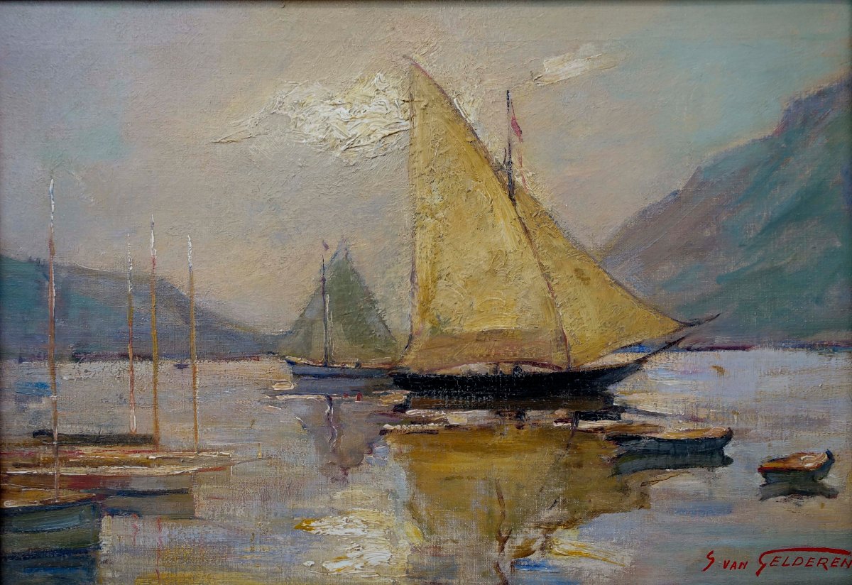 Simon Van Gelderen (1905-1986) - Voiliers &agrave; Lugano 1951 --photo-6
