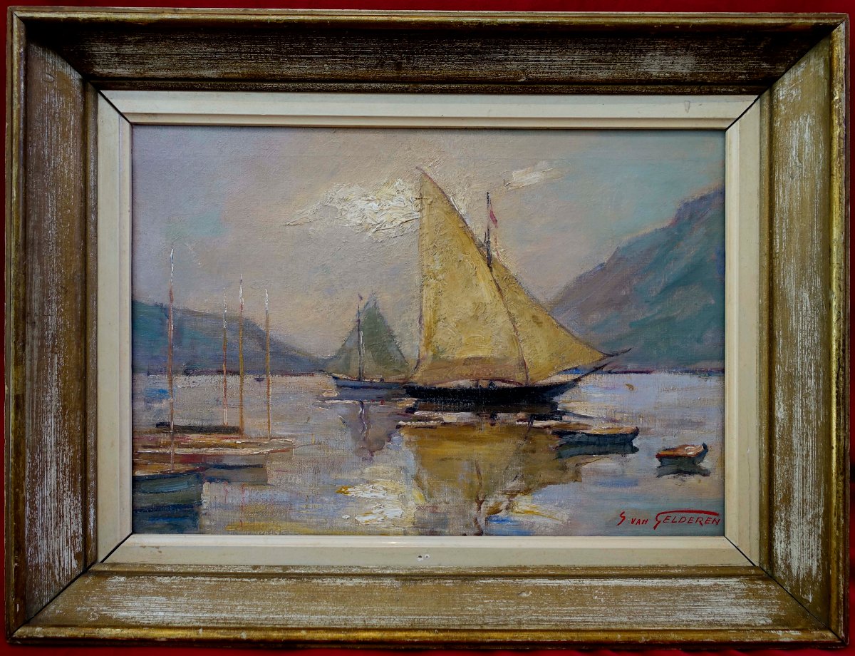 Simon Van Gelderen (1905-1986) - Voiliers &agrave; Lugano 1951 -
