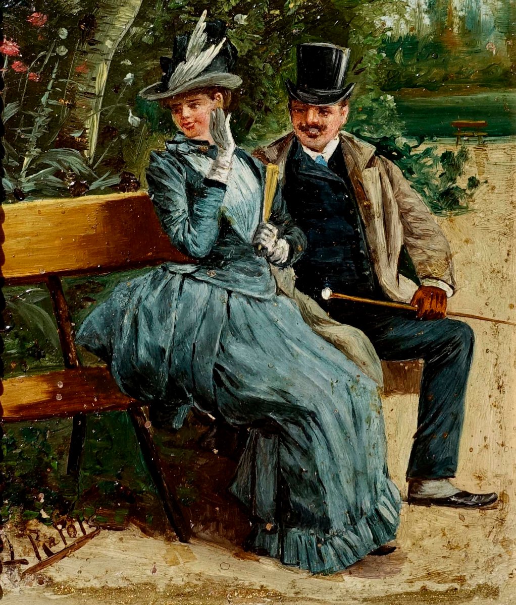 Lluis Rafols Olivellia &ndash; El&eacute;gants 1890 &ndash; Paire de Miniatures --photo-1
