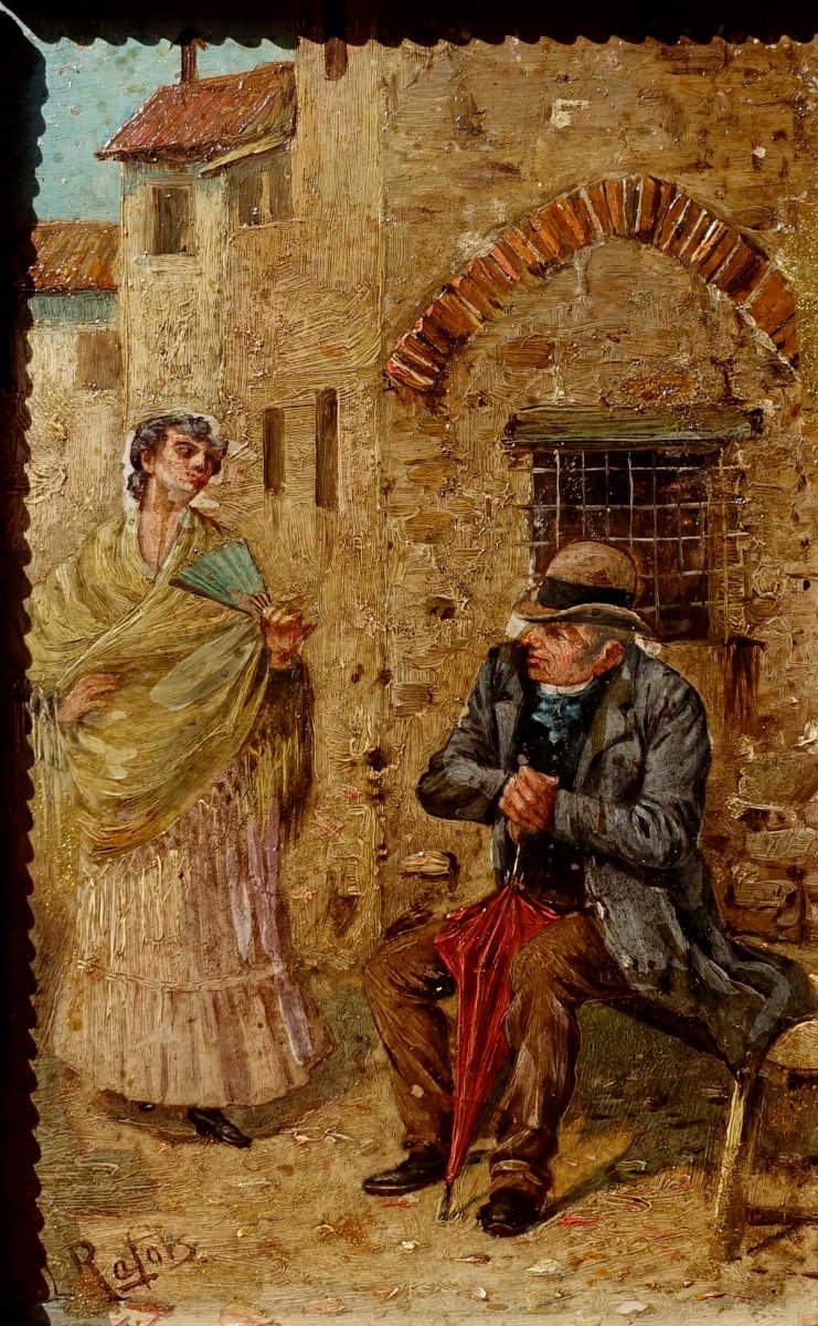 Lluis Rafols Olivellia &ndash; El&eacute;gants 1890 &ndash; Paire de Miniatures --photo-4