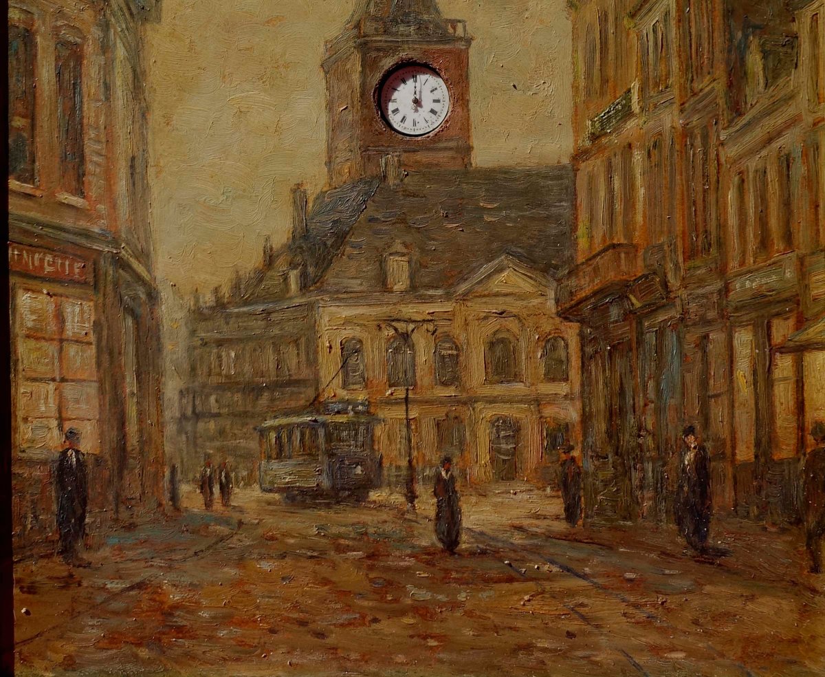 A Busy Street With A Tram, 1910 – With A Clock In The Bell Tower --photo-3