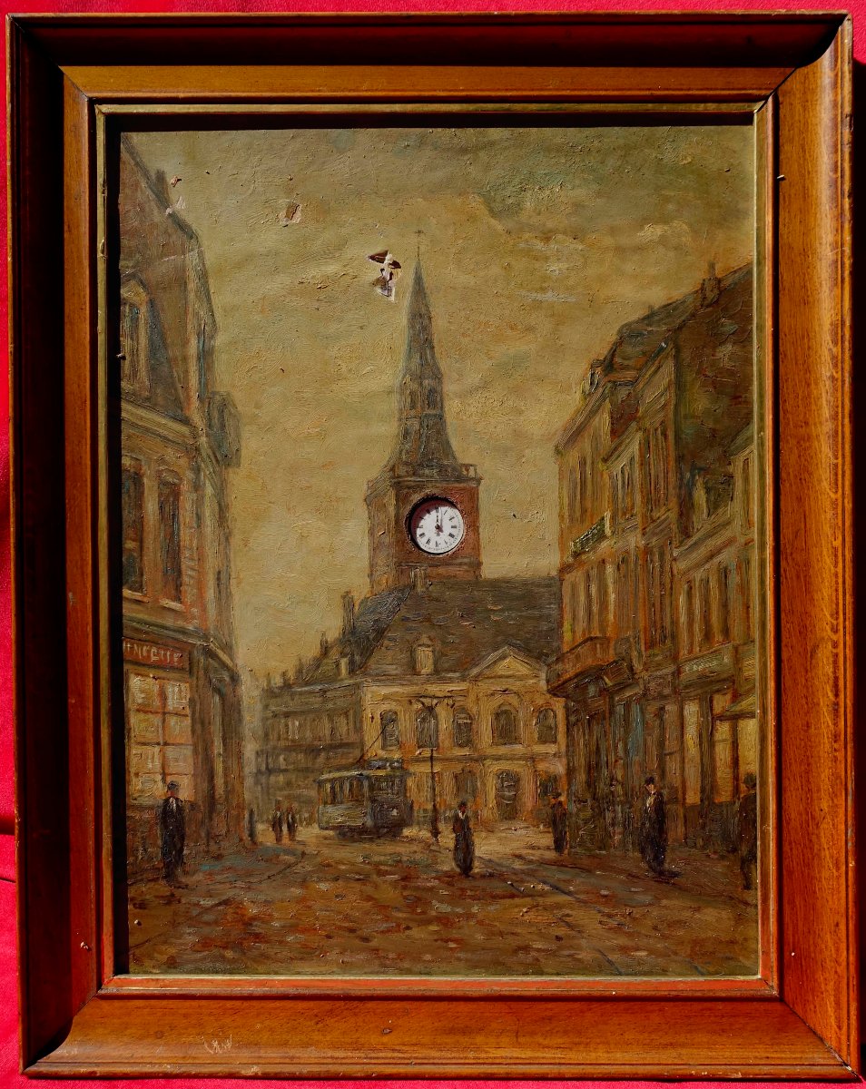 A Busy Street With A Tram, 1910 – With A Clock In The Bell Tower --photo-7