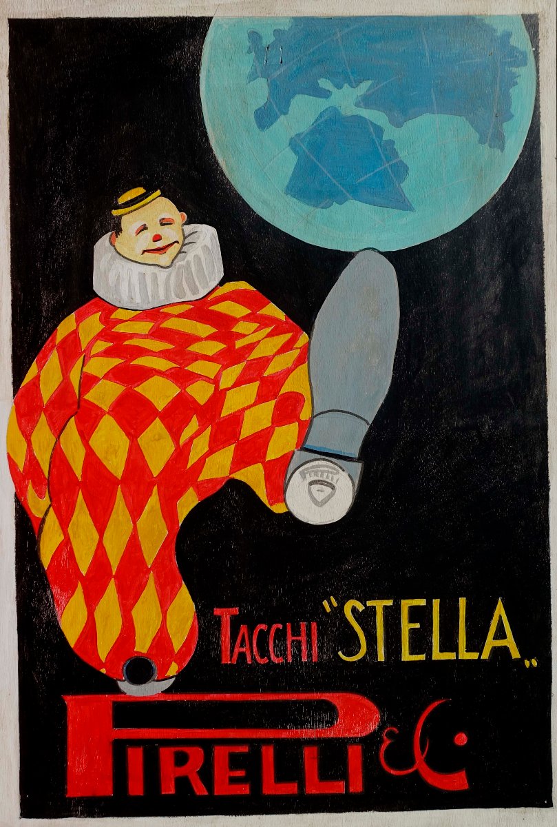 Pirelli Advertising Poster Painted On Wood --photo-2